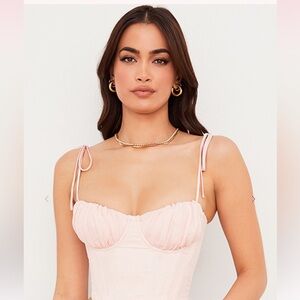 House of CB Soft Pink Ruched Crop Top